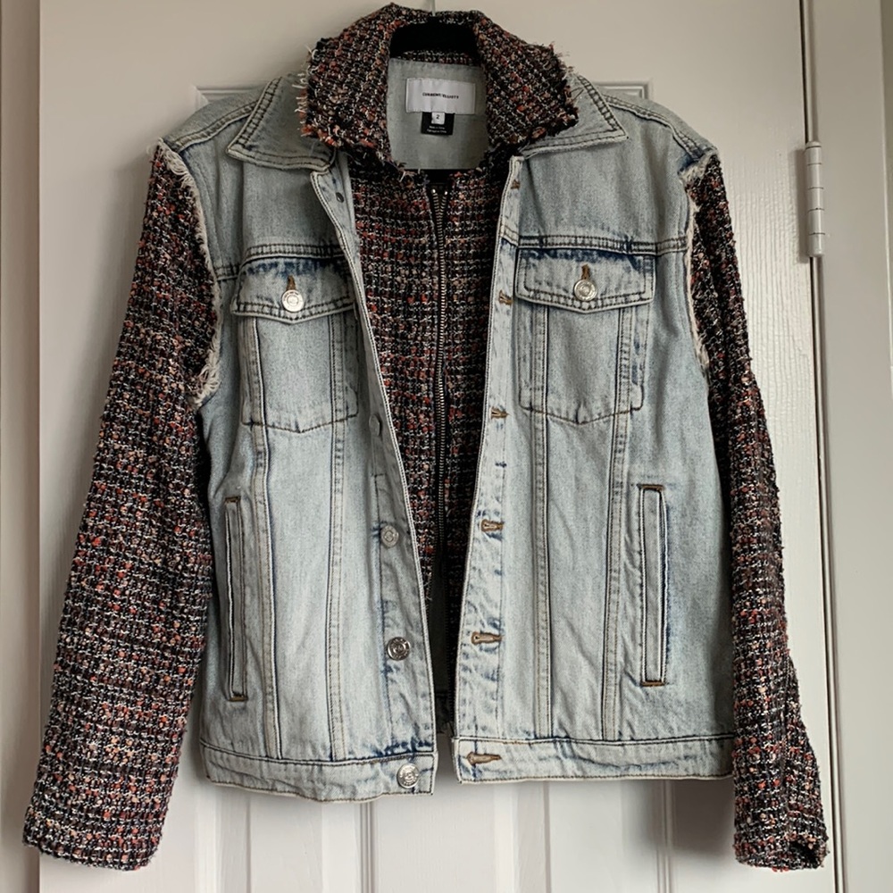 Current/Elliott The Charmer Tweed and Denim Jacket - Picture 1 of 10